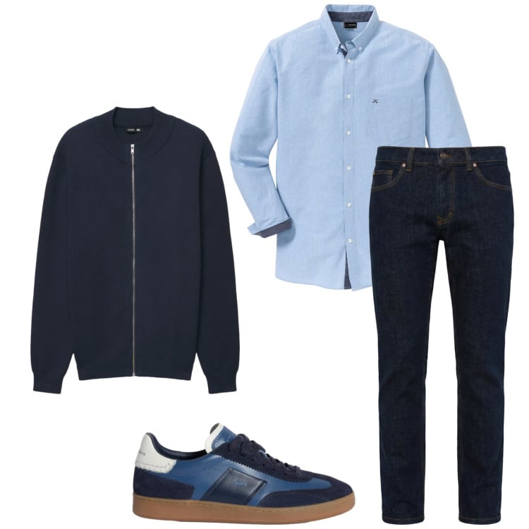 Outfit uomo - Total look #2346610. Stile Casual per Tutti i giorni. Abbinamento con camicie, jeans, sneakers, cardigans.