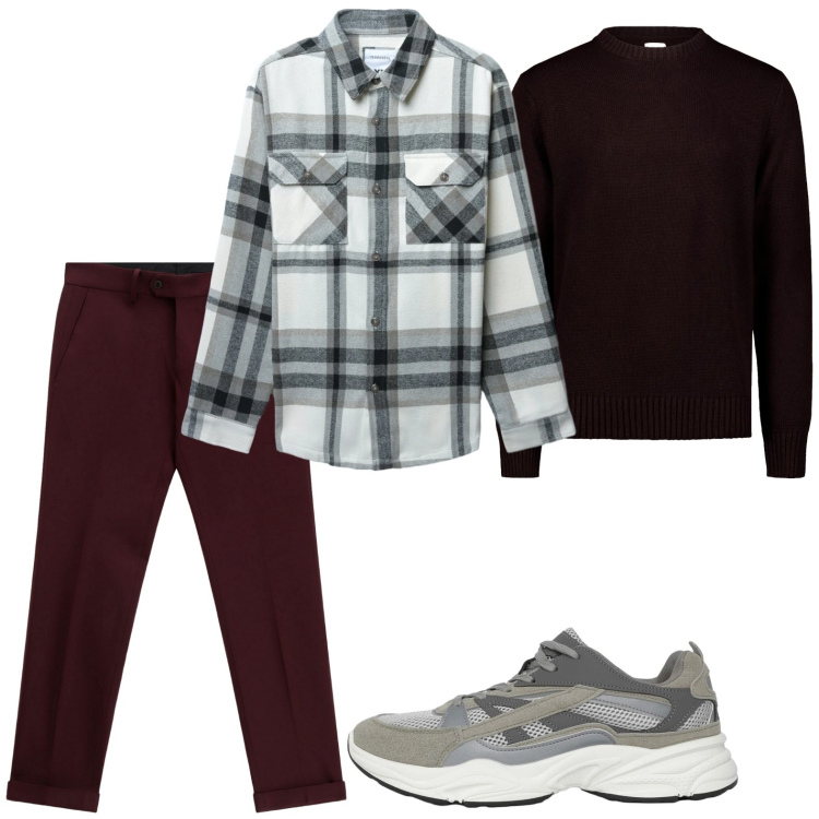 Outfit uomo - Metropolitan. Stile Trendy per Tutti i giorni. Abbinamento con sneakers, cappotti, pantaloni, maglieria.