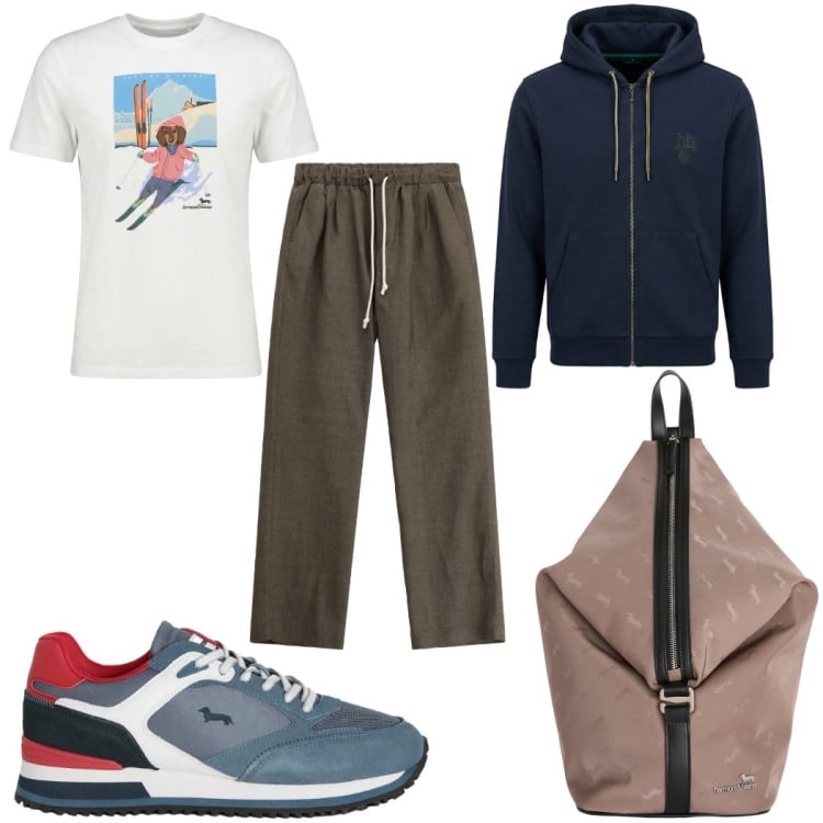 Outfit uomo - Total look #2346681. Stile Trendy per Sport. Abbinamento con sneakers, borse sportive, t-shirt, felpe con cappuccio, pantaloni.