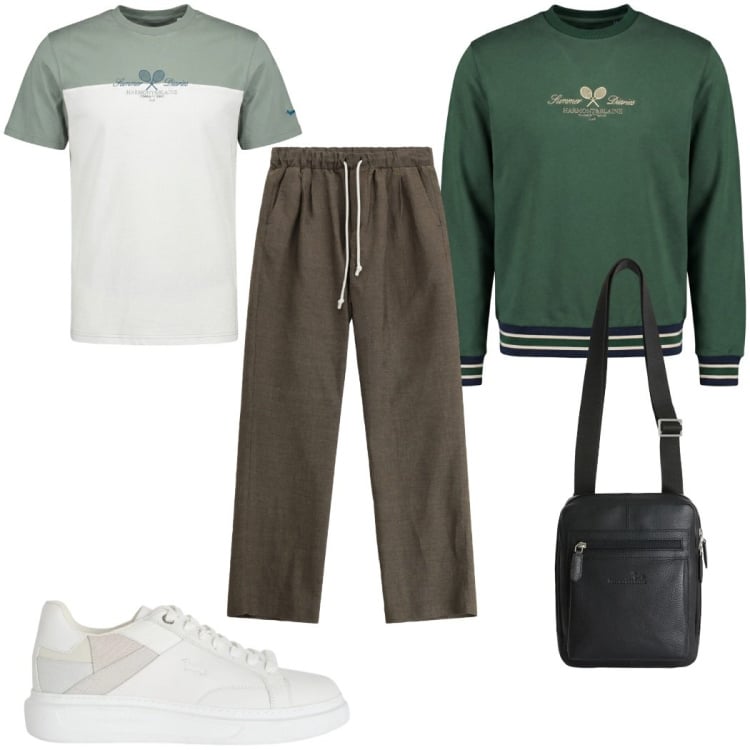 Outfit uomo - Total look #2346688. Stile Trendy per Sport. Abbinamento con sneakers, felpe, t-shirt, borse sportive, pantaloni.
