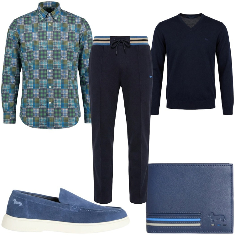 Outfit uomo - Total look #2346701. Stile Trendy per Tutti i giorni. Abbinamento con camicie, pullovers, portafogli, pantaloni, sneakers.