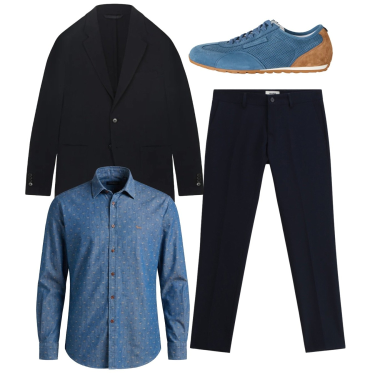 Outfit uomo - Total look. Stile Casual per Tutti i giorni. Abbinamento con sneakers, camicie, pantaloni, giacche.