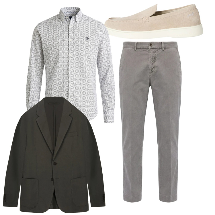 Outfit uomo - City. Stile Casual per Tutti i giorni. Abbinamento con pantaloni chino, scarpe stringate, camicie, giacche.