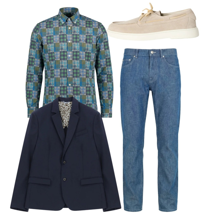 Outfit uomo - City. Stile Casual per Tutti i giorni. Abbinamento con jeans, scarpe stringate, camicie, giacche.