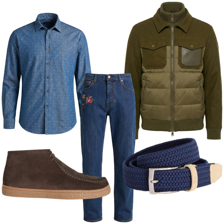 Outfit uomo - Urban. Stile Urban per Tutti i giorni. Abbinamento con camicie, cinture, jeans, bomber, stivali e stivaletti.