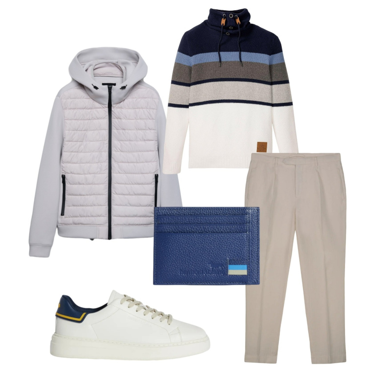 Outfit uomo - Total look #2346812. Stile Casual per Tutti i giorni. Abbinamento con maglieria, sneakers, portafogli, giacche, pantaloni.