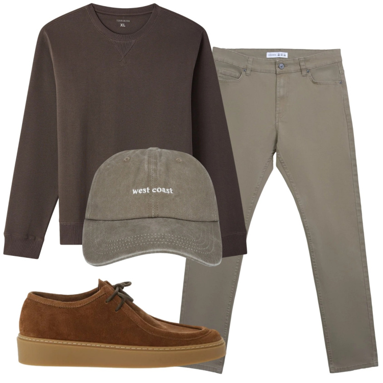 Outfit uomo - Total look #2346818. Stile Casual per Ufficio. Abbinamento con scarpe stringate, cappelli con visiera, pantaloni skinny, felpe.