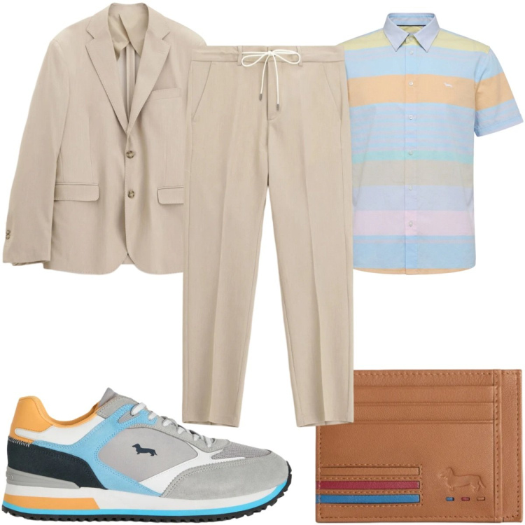 Outfit uomo - Total look #2346866. Stile Trendy per Tutti i giorni. Abbinamento con sneakers, camicie a manica corta, portafogli, pantaloni, giacche.