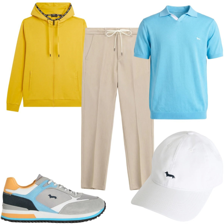 Outfit uomo - Total look #2346867. Stile Trendy per Tutti i giorni. Abbinamento con sneakers, cappelli, polo, pantaloni, felpe con cappuccio.