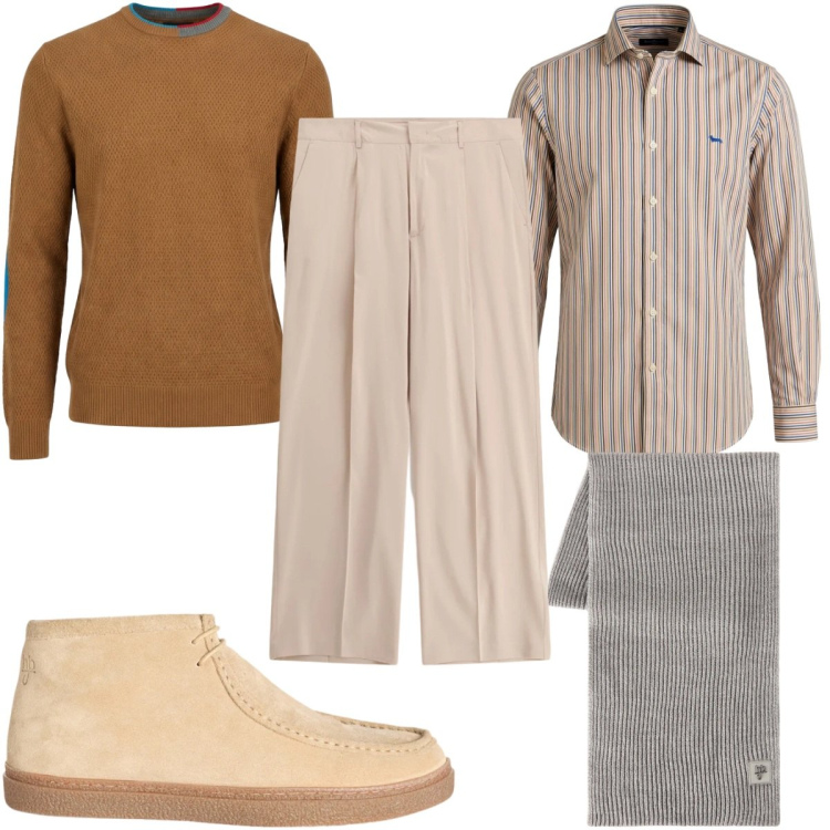 Outfit uomo - Total look #2346870. Stile Trendy per Tutti i giorni. Abbinamento con camicie, stivali e stivaletti, maglieria, sciarpe, pantaloni.