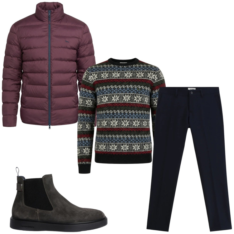 Outfit uomo - Total look #2346879. Stile Urban per Tutti i giorni. Abbinamento con pullovers, stivali e stivaletti, bomber, pantaloni.