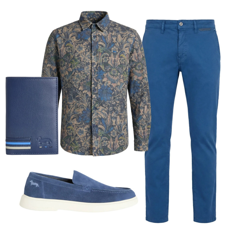 Outfit uomo - Total look #2346894. Stile Trendy per Ufficio. Abbinamento con pantaloni, portafogli, camicie, sneakers.