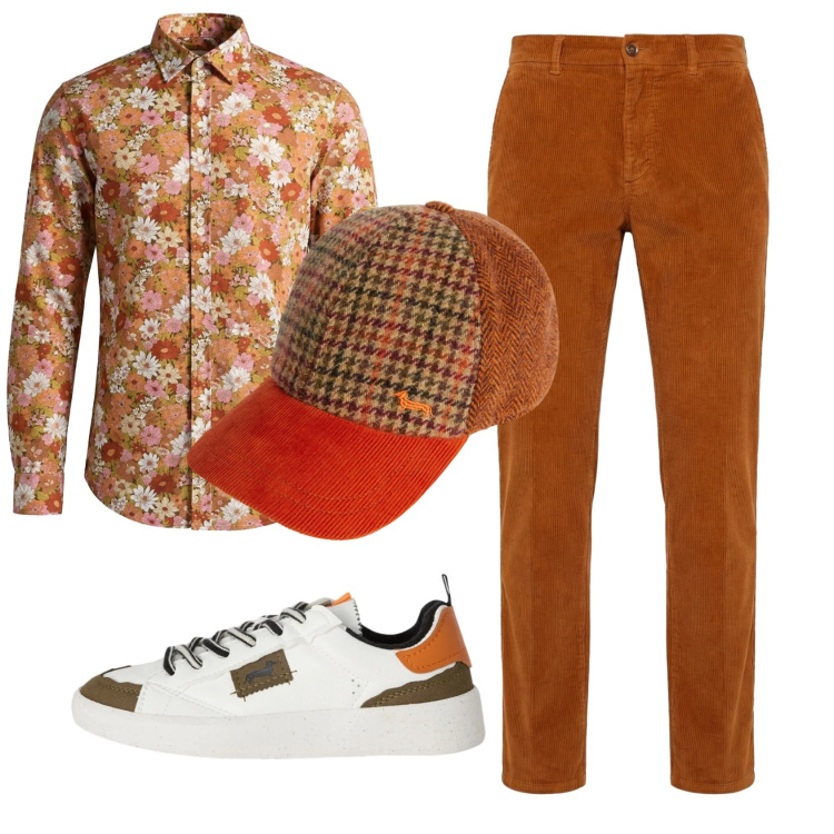 Outfit uomo - Total look #2346922. Stile Trendy per Tutti i giorni. Abbinamento con sneakers, pantaloni chino, cappelli con visiera, camicie.