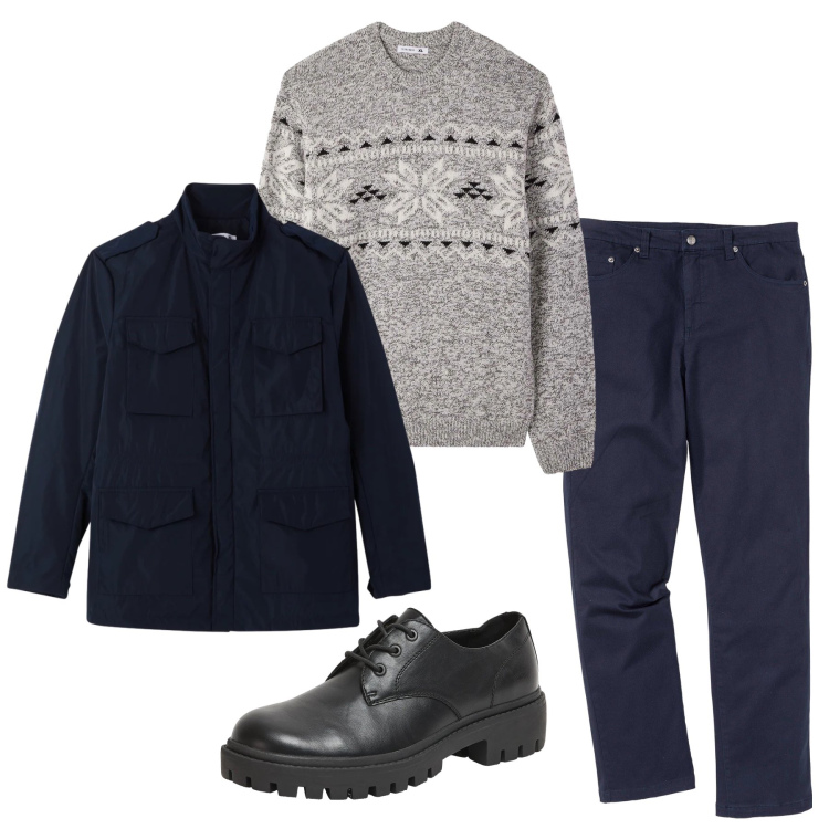 Outfit uomo - Total look #2346931. Stile Casual per Tutti i giorni. Abbinamento con pantaloni, scarpe stringate, maglieria, giacche.