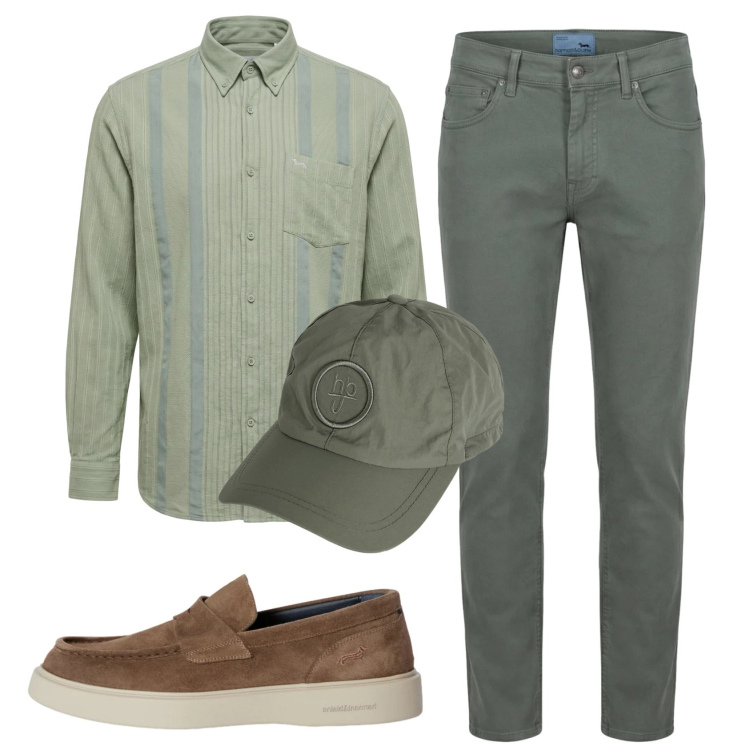 Outfit uomo - Total look #2346933. Stile Casual per Ufficio. Abbinamento con scarpe stringate, cappelli, pantaloni, camicie.