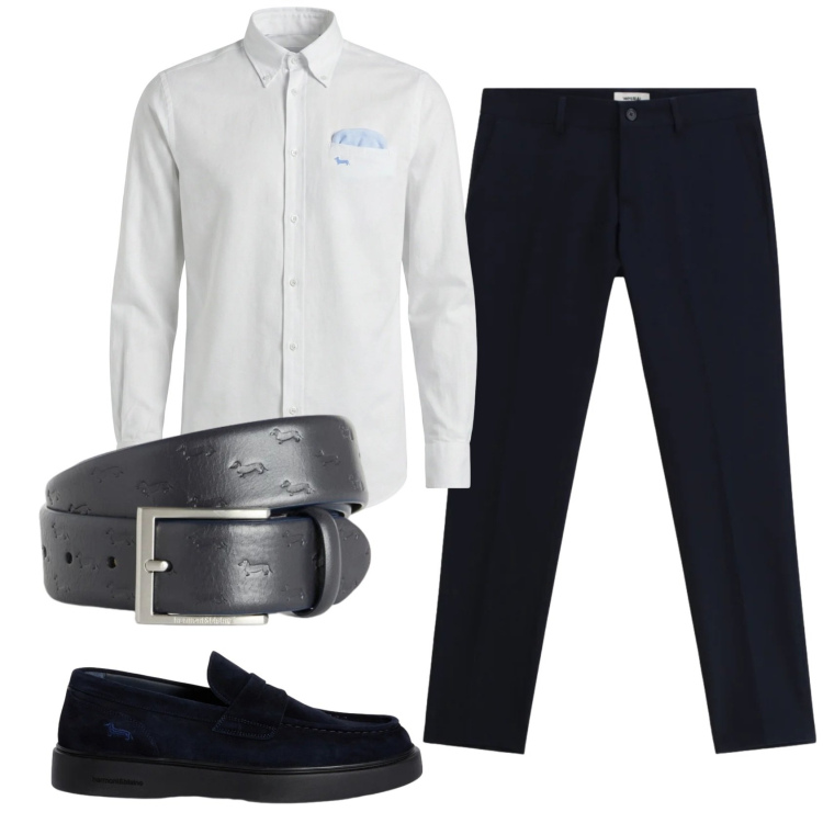 Outfit uomo - Total look #2346944. Stile Business/Elegante per Serata speciale. Abbinamento con scarpe stringate, cinture, camicie, pantaloni.