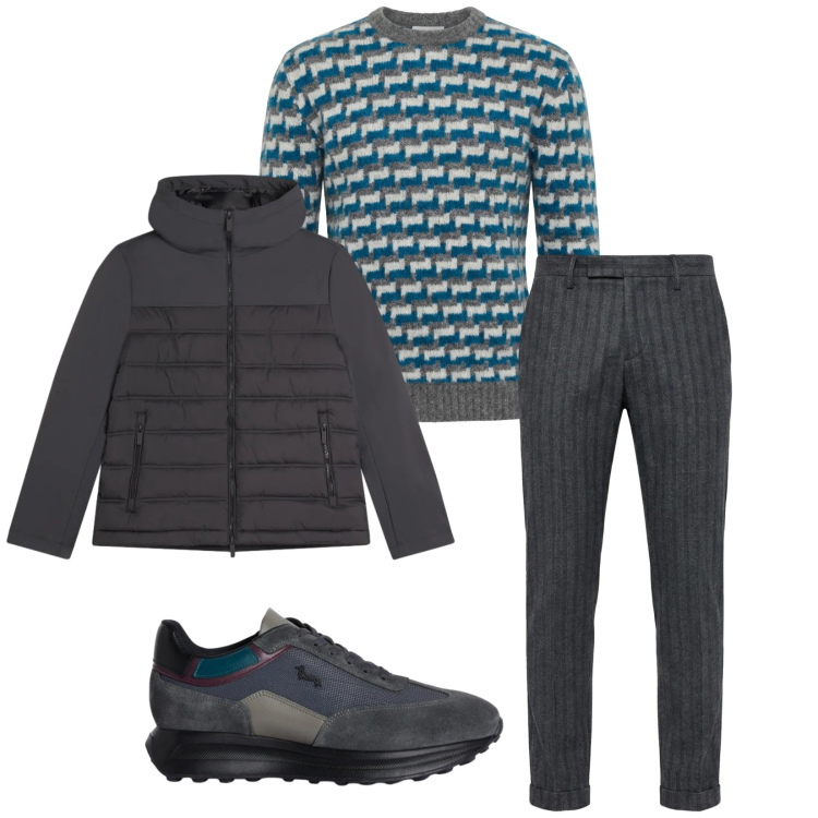 Outfit uomo - Total look #2346945. Stile Casual per Tutti i giorni. Abbinamento con pullovers, sneakers, pantaloni, piumini.