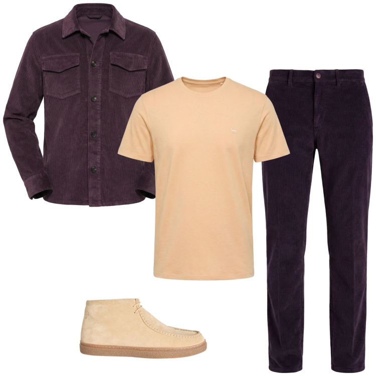 Outfit uomo - Total look #2346947. Stile Casual per Tutti i giorni. Abbinamento con stivali e stivaletti, t-shirt, pantaloni chino, cappotti.