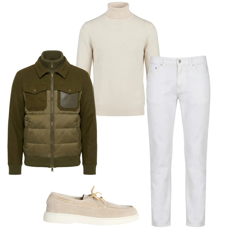 Outfit uomo - Total look #2346955. Stile Trendy per Tutti i giorni. Abbinamento con scarpe stringate, bomber, pantaloni, maglieria.