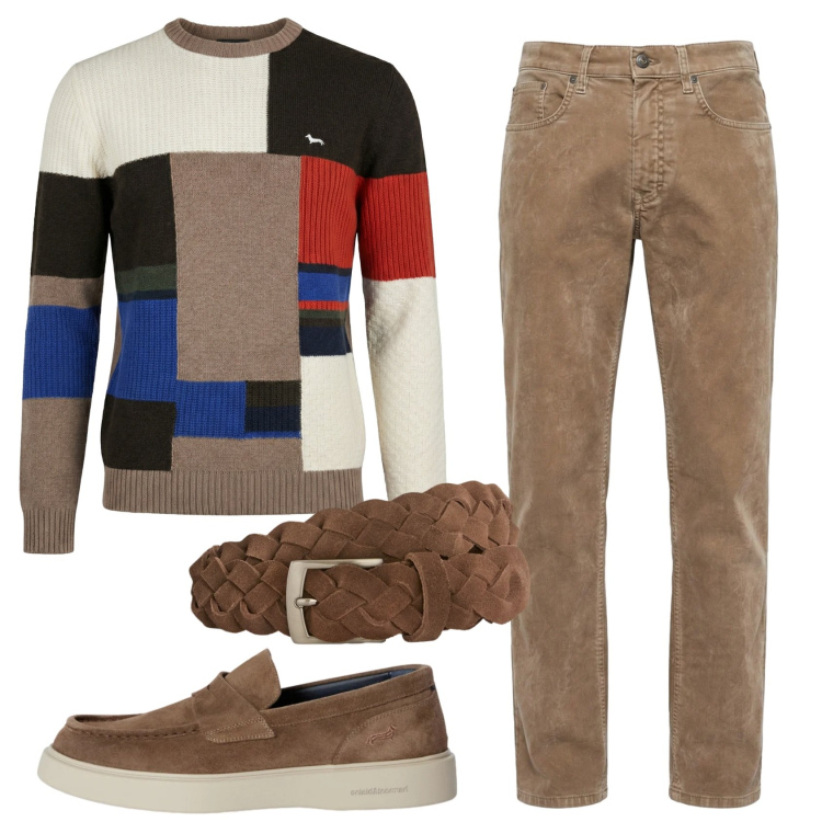 Outfit uomo - Total look #2346961. Stile Trendy per Tutti i giorni. Abbinamento con pantaloni, scarpe stringate, cinture, pullovers.