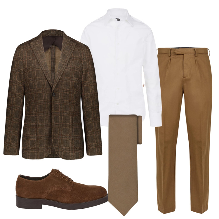 Outfit uomo - Total look #2346963. Stile Trendy per Ufficio. Abbinamento con giacche, camicie, scarpe stringate, pantaloni, cravatte.