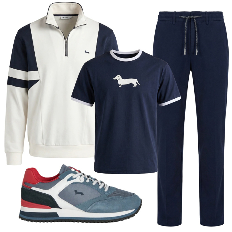 Outfit uomo - Total look #2346975. Stile Casual per Sport. Abbinamento con sneakers, felpe, pantaloni, t-shirt.