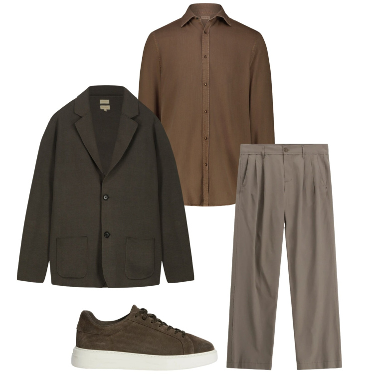 Outfit uomo - Total look #2346979. Stile Trendy per Serata speciale. Abbinamento con sneakers, pantaloni, camicie, cardigans.