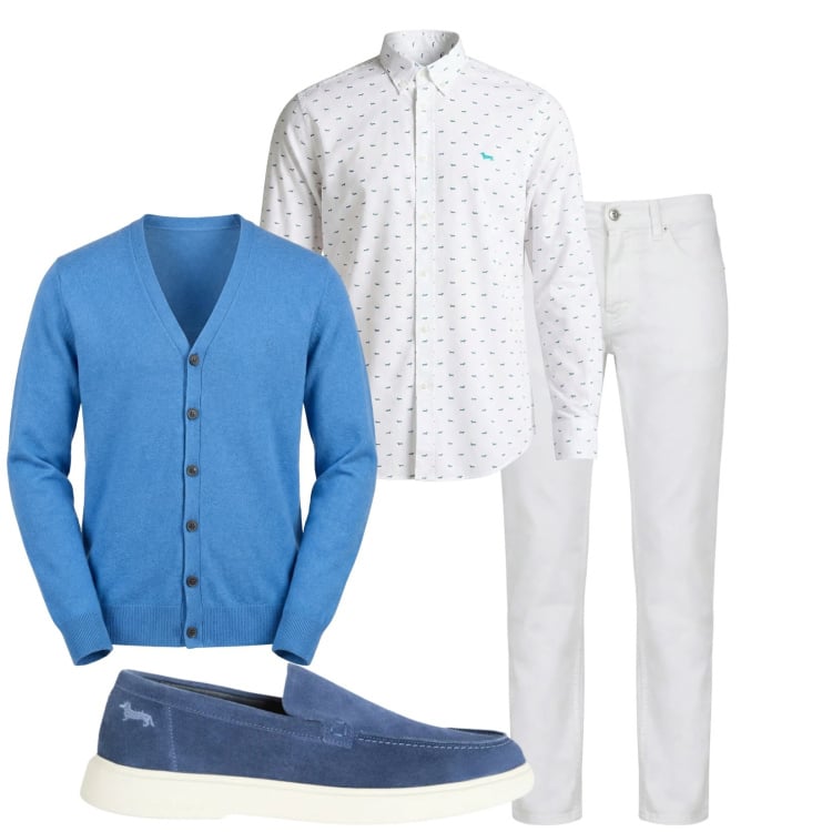 Outfit uomo - Total look #2346980. Stile Trendy per Serata speciale. Abbinamento con pantaloni, camicie, cardigans, sneakers.