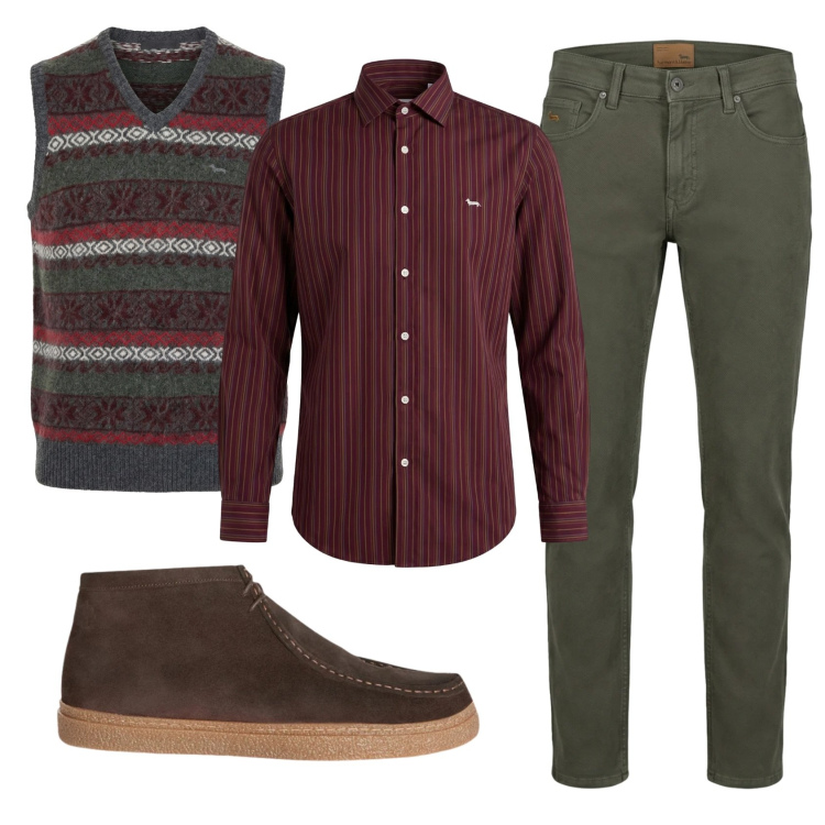 Outfit uomo - Total look #2346985. Stile Trendy per Tutti i giorni. Abbinamento con stivali e stivaletti, camicie, pantaloni, maglieria.