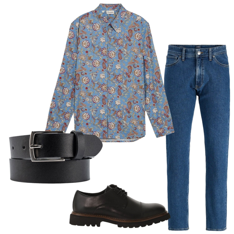 Outfit uomo - Total look #2346989. Stile Trendy per Tutti i giorni. Abbinamento con camicie, jeans, scarpe stringate, cinture.