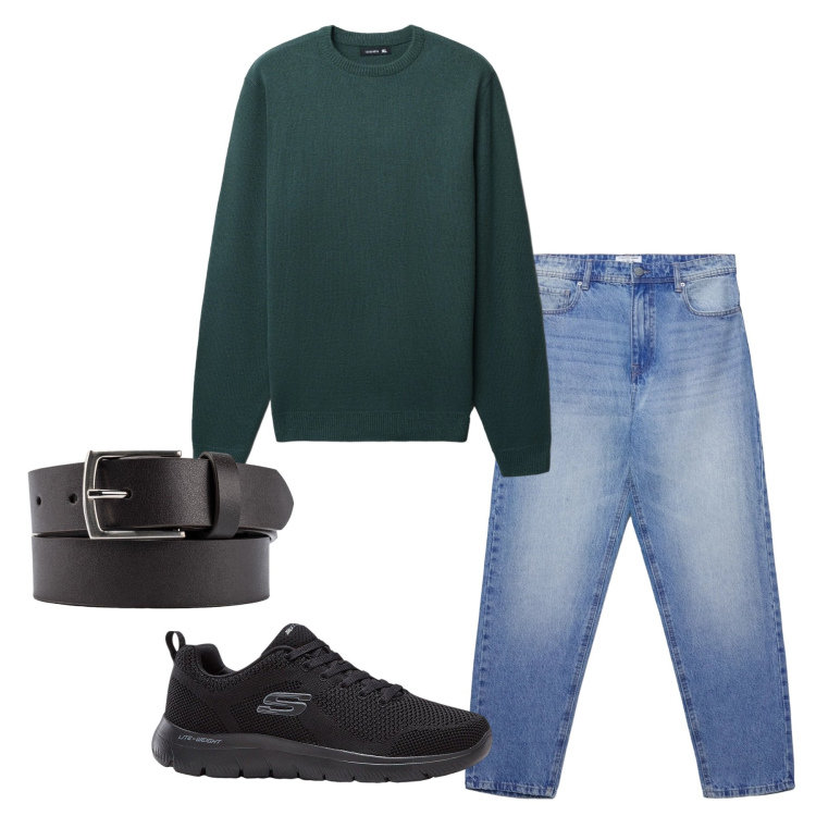 Outfit uomo - Total look #2347000. Stile Casual per Tutti i giorni. Abbinamento con sneakers, jeans, maglieria, cinture.