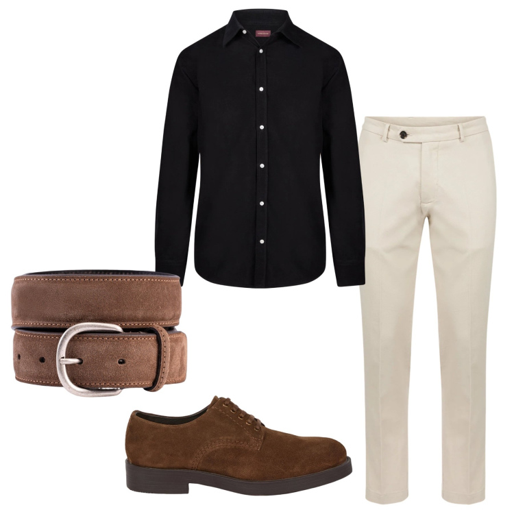 Outfit uomo - Total look #2347002. Stile Casual per Tutti i giorni. Abbinamento con pantaloni, camicie, scarpe stringate, cinture.