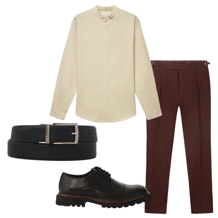 Outfit uomo - Total look #2347005. Stile Trendy per Tutti i giorni. Abbinamento con scarpe stringate, camicie, cinture, pantaloni.