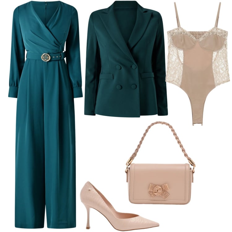 Outfit donna - Total look #2347022. Stile Chic per Cerimonia. Abbinamento con pochette, décolleté, tute, blazer, body.