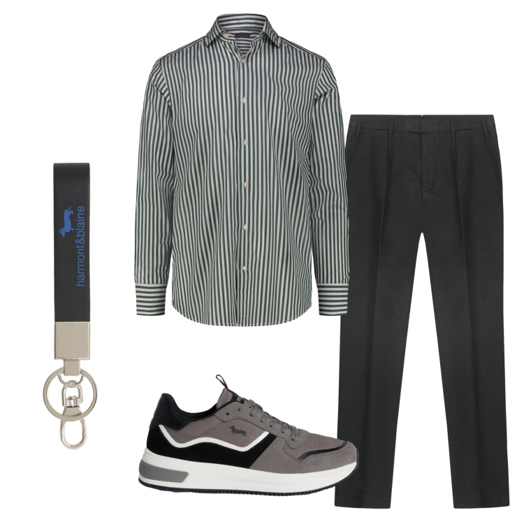 Outfit uomo - Total look #2347038. Stile Casual per Ufficio. Abbinamento con sneakers, portachiavi, camicie, pantaloni.