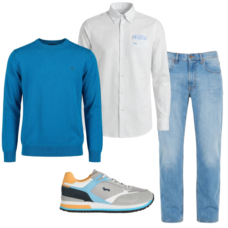 Outfit uomo - Total look #2347046. Stile Casual per Tutti i giorni. Abbinamento con jeans, sneakers, maglieria, camicie.