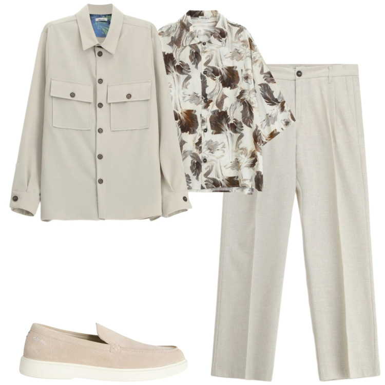 Outfit uomo - Spring. Stile Trendy per Tutti i giorni. Abbinamento con scarpe stringate, camicie a manica corta, camicie, pantaloni.