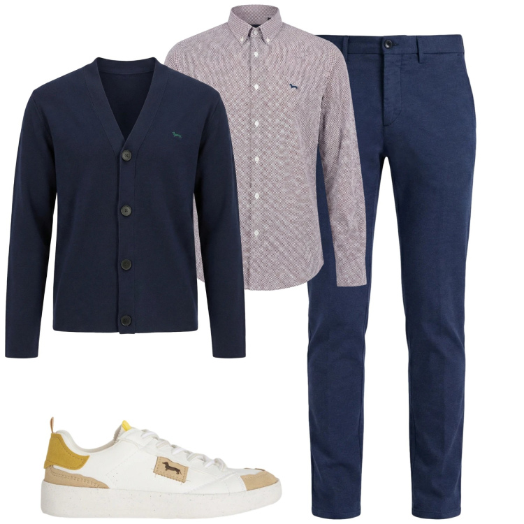 Outfit uomo - Total look #2347082. Stile Urban per Tutti i giorni. Abbinamento con sneakers, pantaloni chino, cardigans, camicie.