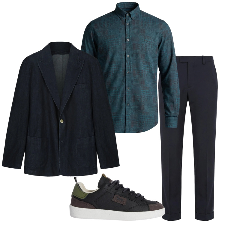 Outfit uomo - Total look #2347091. Stile Trendy per Ufficio. Abbinamento con pantaloni chino, sneakers, camicie, giacche.
