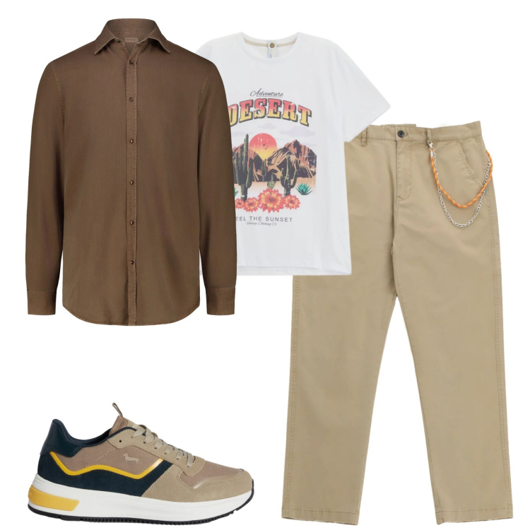 Outfit uomo - City. Stile Urban per Tutti i giorni. Abbinamento con sneakers, pantaloni, t-shirt, camicie.