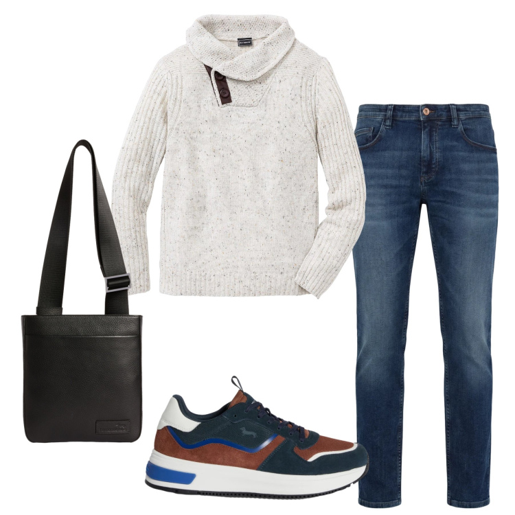 Outfit uomo - Total look #2347094. Stile Casual per Tutti i giorni. Abbinamento con maglieria, jeans, sneakers, borse sportive.