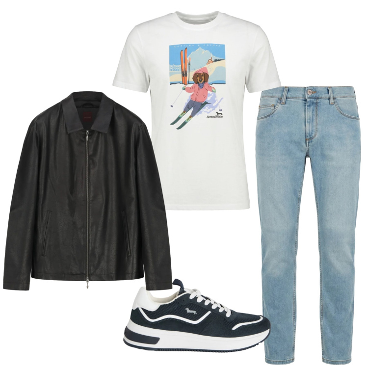 Outfit uomo - Total look #2347098. Stile Casual per Tutti i giorni. Abbinamento con jeans slim fit, sneakers, t-shirt, giacche.