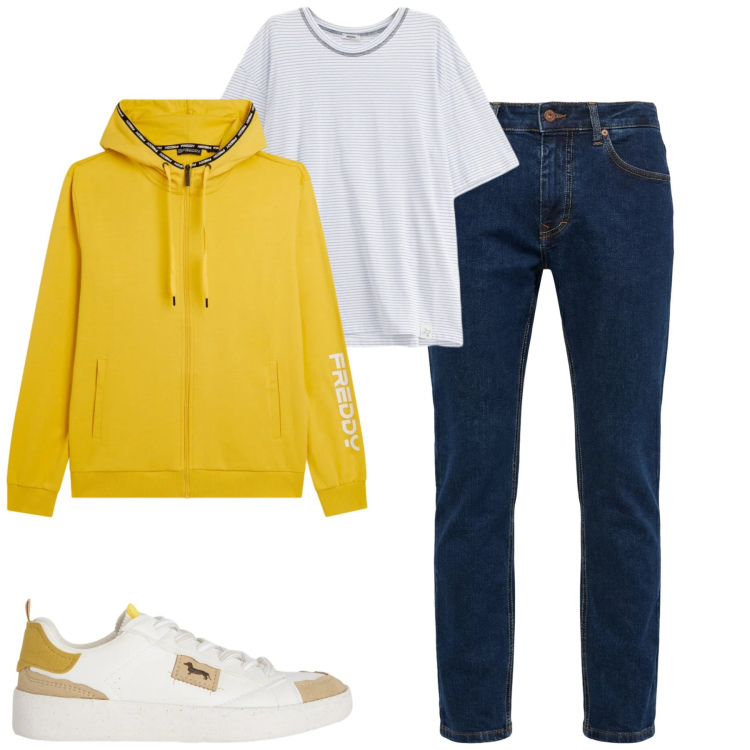 Outfit uomo - Total look #2347103. Stile Casual per Tutti i giorni. Abbinamento con sneakers, jeans, felpe con cappuccio, t-shirt.