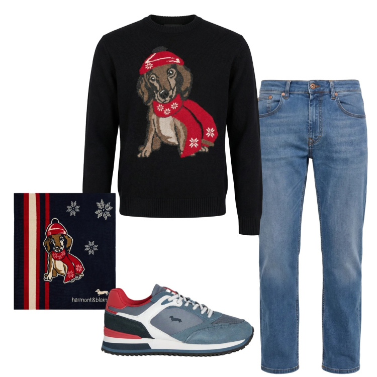 Outfit uomo - Total look #2347104. Stile Casual per Tutti i giorni. Abbinamento con sneakers, jeans, sciarpe, pullovers.