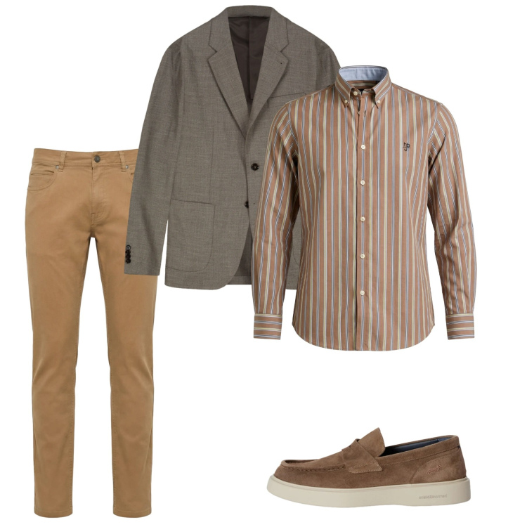 Outfit uomo - Febbraio. Stile Casual per Tutti i giorni. Abbinamento con camicie, scarpe stringate, pantaloni, giacche.