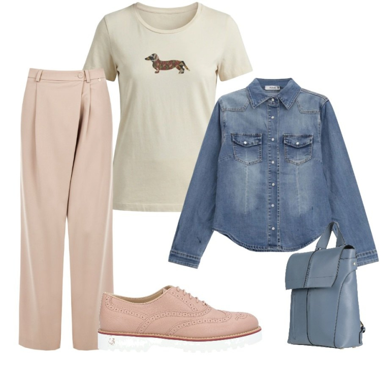 Outfit donna - gioco di colori per noi piccole. Stile Casual per Tutti i giorni. look ideale per Petite. Abbinamento con scarpe stringate, zaini, t-shirt, camicie, pantaloni a palazzo.