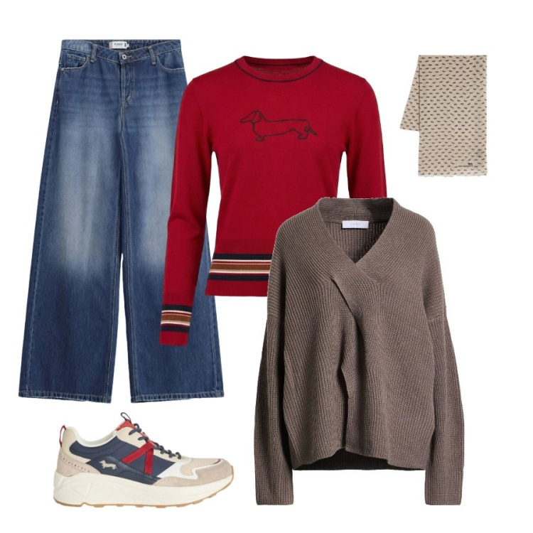 Outfit donna - Un cardigan a febbraio. Stile Casual per Tutti i giorni. Abbinamento con pullovers, maglieria, sneakers, sciarpe, jeans.