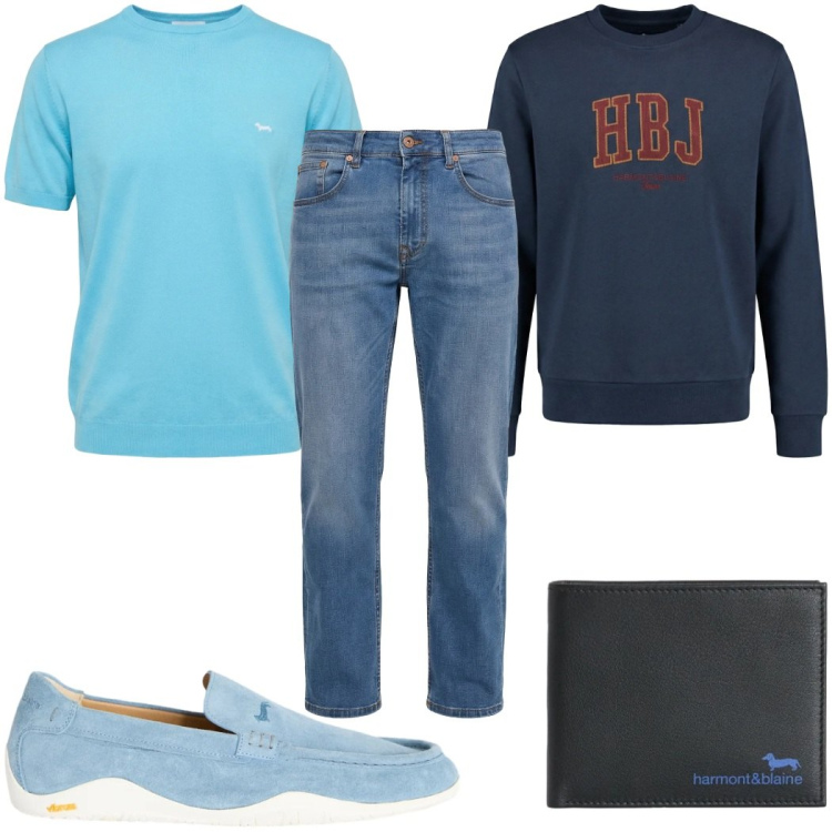 Outfit uomo - Total look #2347145. Stile Casual per Tutti i giorni. Abbinamento con t-shirt, jeans, felpe, portafogli, scarpe stringate.