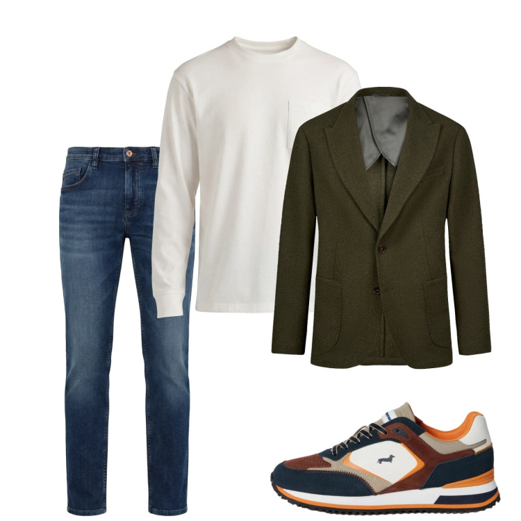 Outfit uomo - Febbraio. Stile Casual per Tutti i giorni. Abbinamento con t-shirt, jeans, sneakers, giacche.
