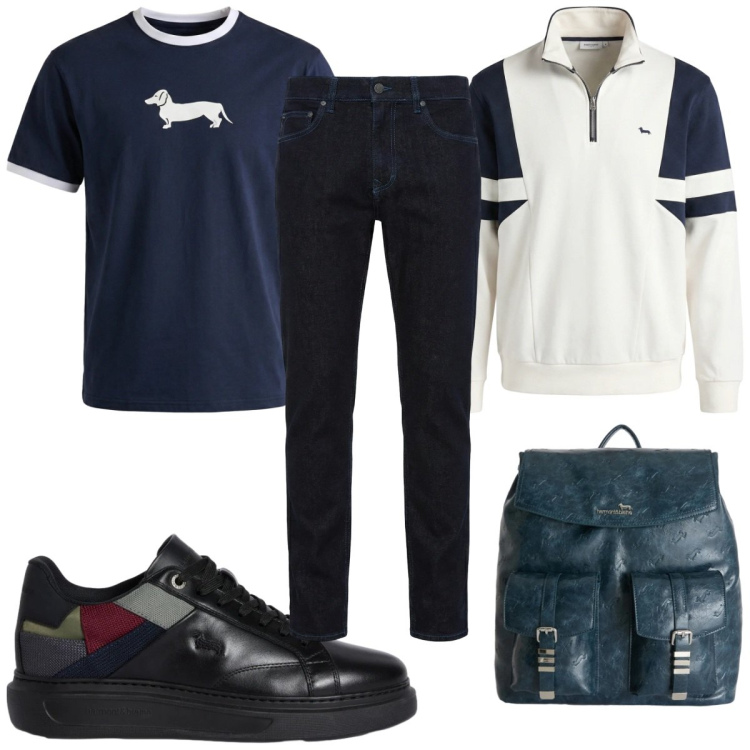 Outfit uomo - Total look #2347222. Stile Trendy per Tutti i giorni. Abbinamento con felpe, jeans, sneakers, t-shirt, borse sportive.